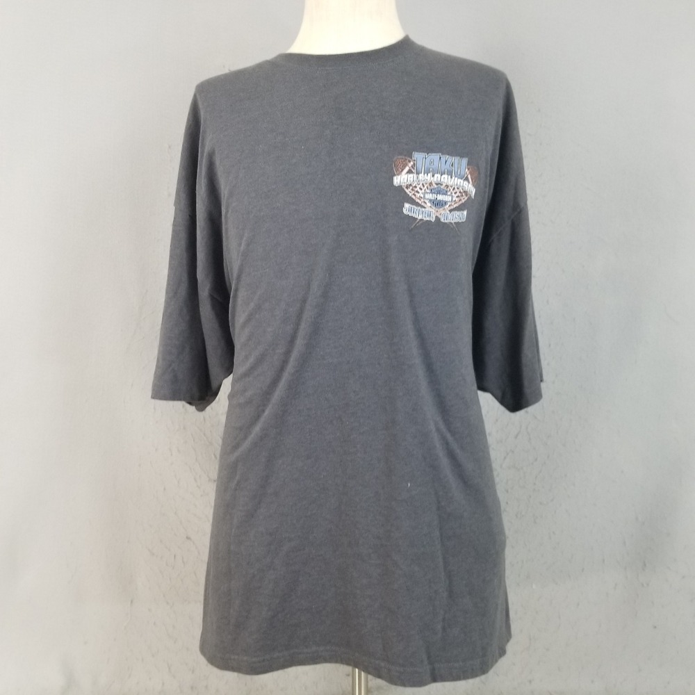 Harley-Davidson T-Shirt Mens 3XL Gray Taku Juneau Alaska Last Frontier Wolf Tee
